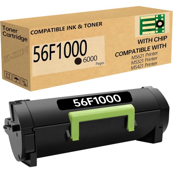 56F1000 MS321 Black Toner Cartridge(with Chip)Compatible with Lexmark 56F1000 56F1H00 MS621 Toner for MS321dn MS421dn MS421dw MS521dn MS521dw MS621dn MS621dw Printer 56f1000-ips(6000 Page,Black)