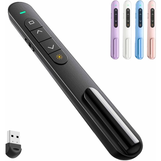 51chuxin Presentation Clicker with Volume Control, 2.4GHz USB Wireless Presenter Remote, PowerPoint Clicker Slide Advancer Compatible with Mac, Windows, Google Slides, Keynote
