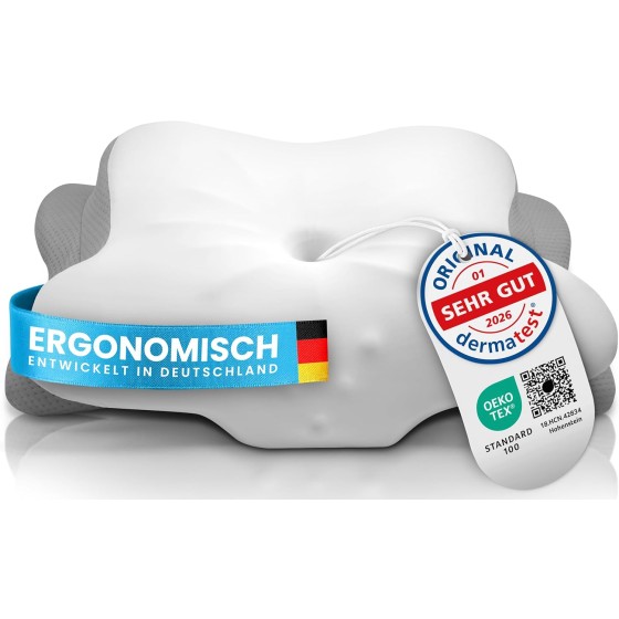 Gentle North Ergonomisches Nackenstützkissen aus hochwertigem Memory Schaum - Nackenkissen - Kopfkissen für Seiten-, Rücken- & Bauchschläfer - waschbarer Bezug bei 40°C