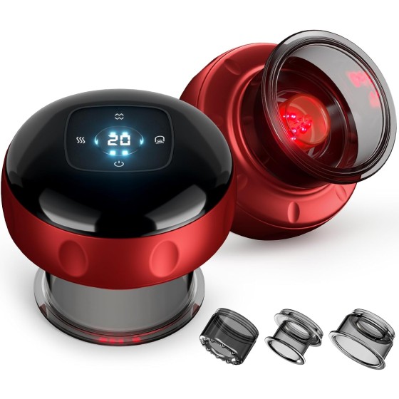 51chuxin 2 Pack Cupping Set, 7-in-1 Smart Cupping Therapy Massager. Red Light Cupping Therapy Set with 2 Modes for Targeted Muscle Soreness,Tighter Skin,Cupping Kit with 20 Levels Suction and Heat